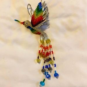 Handmade beaded hummingbird